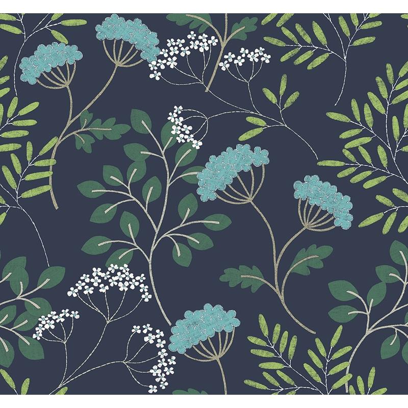 Sample 2975-87541 Scott Living II, Sorrel Navy Botanical by A-Street Prints Wallpaper