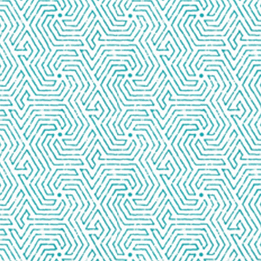 Select 2510-01WP Maze  Turquoise by Quadrille Wallpaper