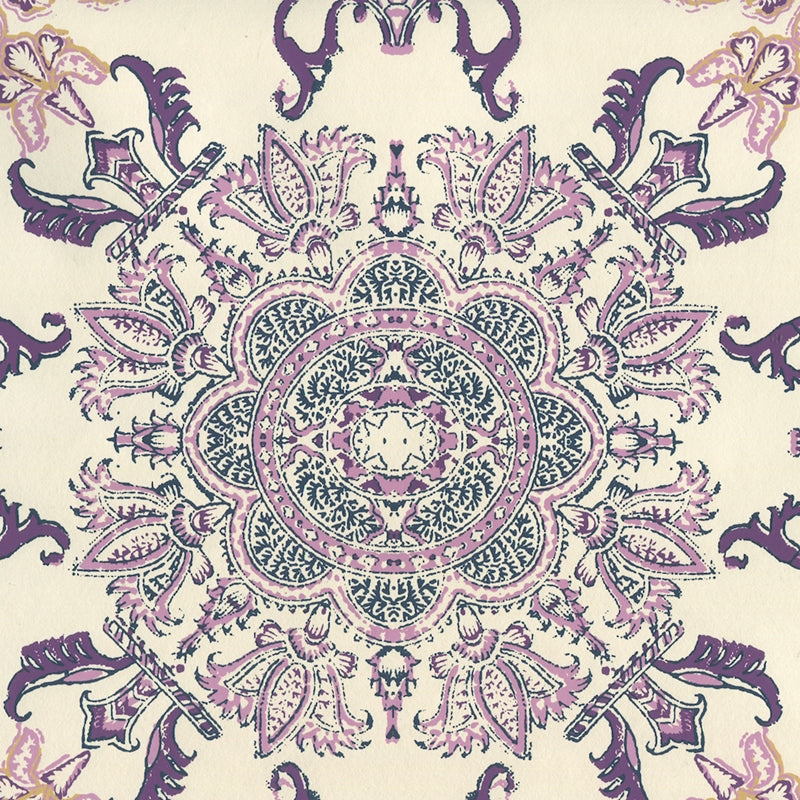 Acquire HC1980W-06OWP Isfahan Purple Lilac Turquoise On Off White by Quadrille Wallpaper