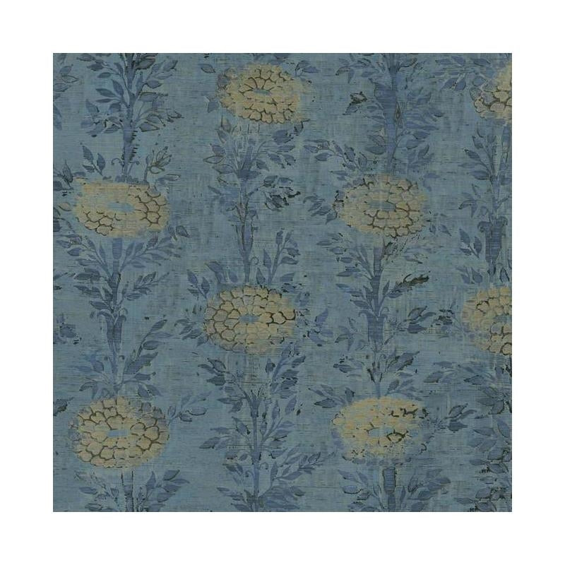 Sample - AF6520 Tea Garden, French Marigold Blue, Gold by Ronald Redding