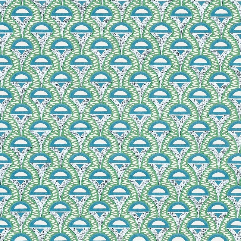 Purchase sample of 179582 Abelino, Green and Peacock by Schumacher Fabric