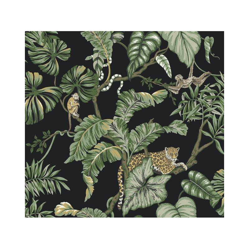 Sample HO2143 Ronald Redding Traveler Jungle Cat Black Ronald Redding Wallpaper