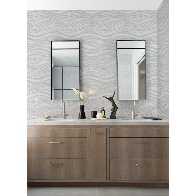 Purchase 2975-87363 Scott Living II Chorus Silver Wave Silver A-Street Prints Wallpaper