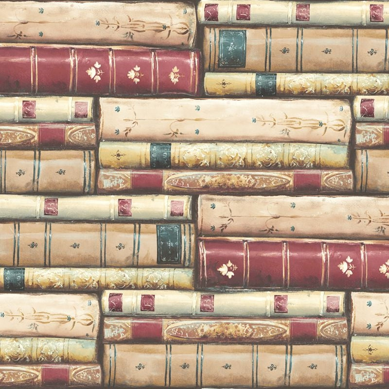 Sample MV81807 Vintage Home 2 Stacked Books Wallquest