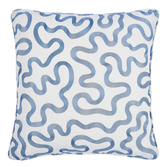 So78079005 | Riley 20" Pillow, Navy On Ivory - Schumacher Furniture and Accessories