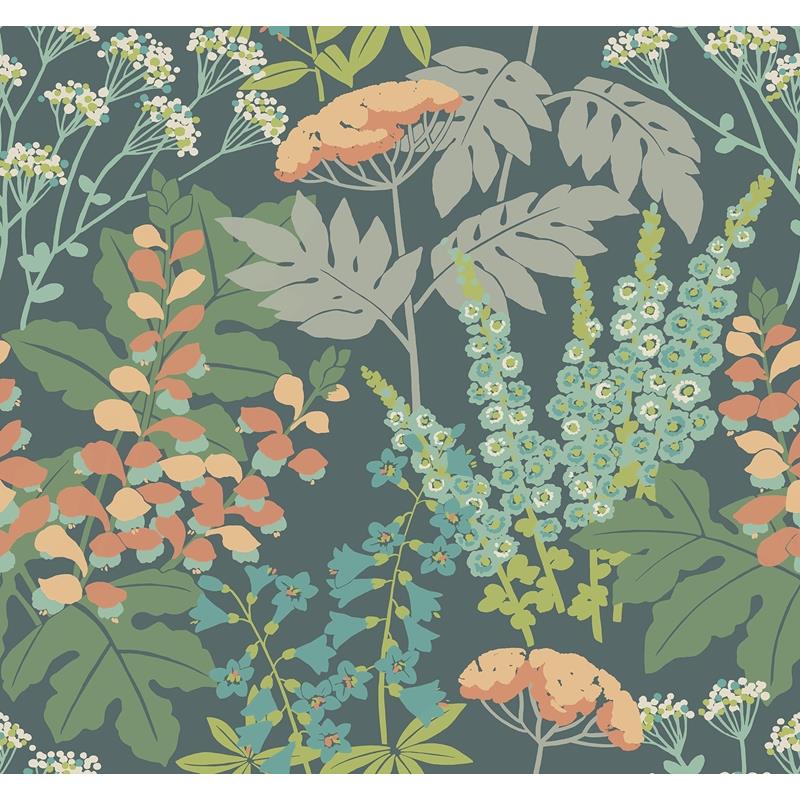 Sample 2973-90008 Daylight, Brie Teal Forest Flowers by A-Street Prints Wallpaper