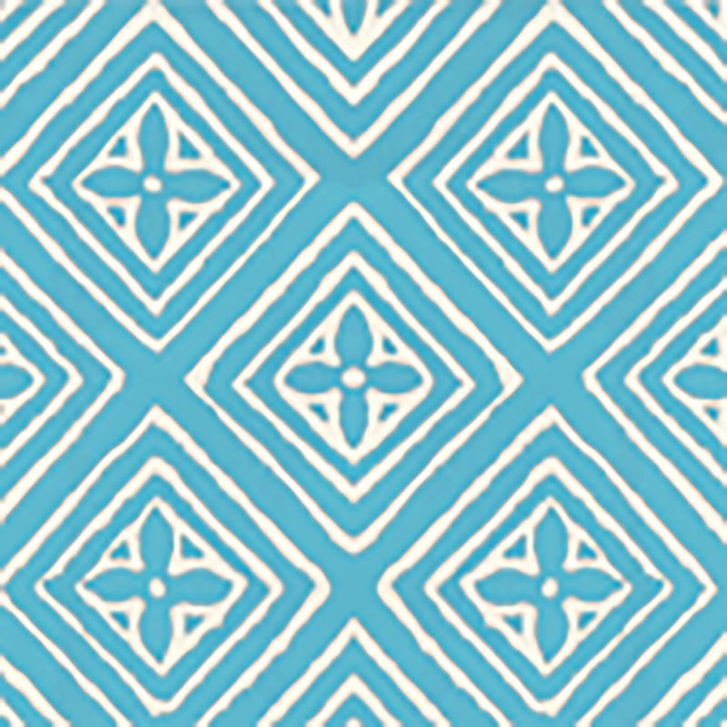 Sample 2490-09WP Fiorentina, Turquoise on Off White by Quadrille Wallpaper