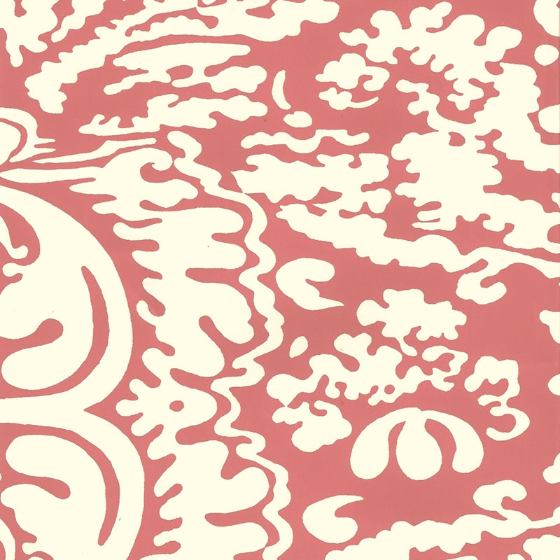 Sample 2335-30WP San Marco Reverse, Tomato on Off White by Quadrille Wallpaper