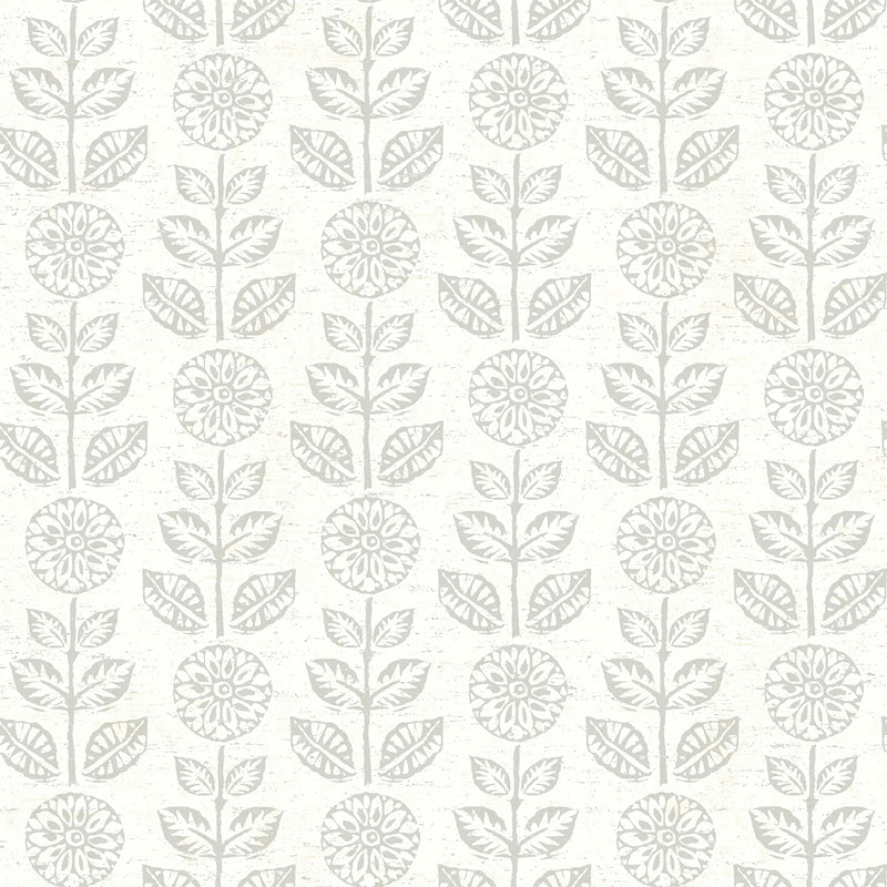 Sample 2904-13514 Fresh Start Kitchen and Bath, Dolly Taupe Folk Floral Wallpaper by Brewster