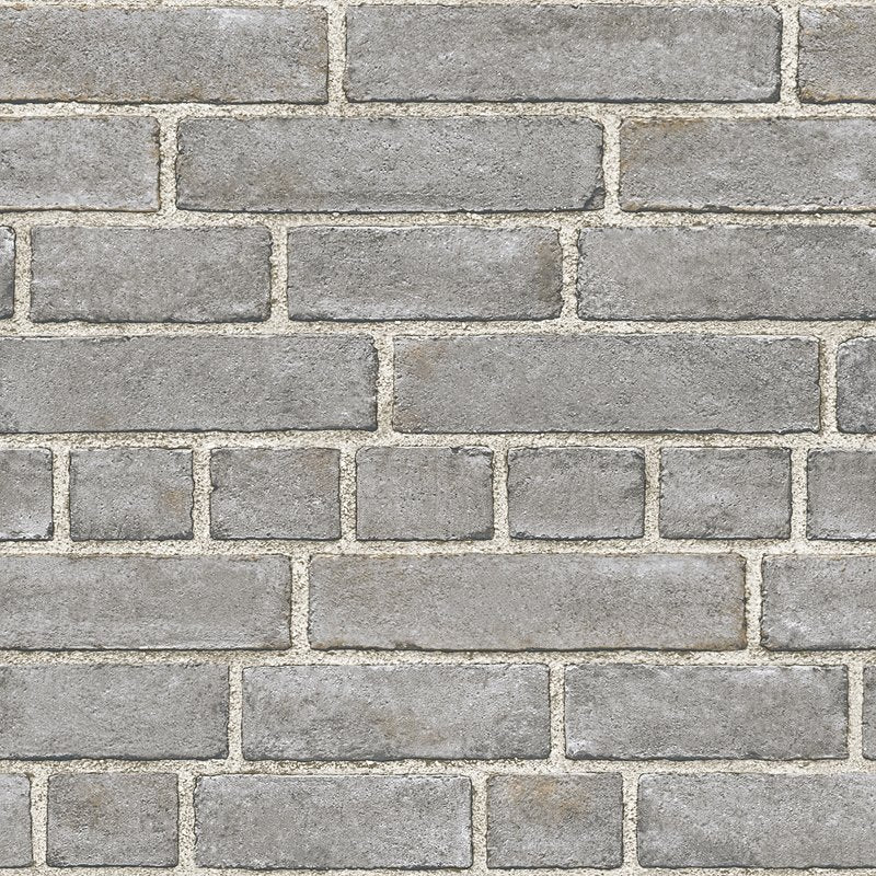 Sample NU2236 Grey Brick Fa?ade, Geometric Peel and Stick Wallpaper