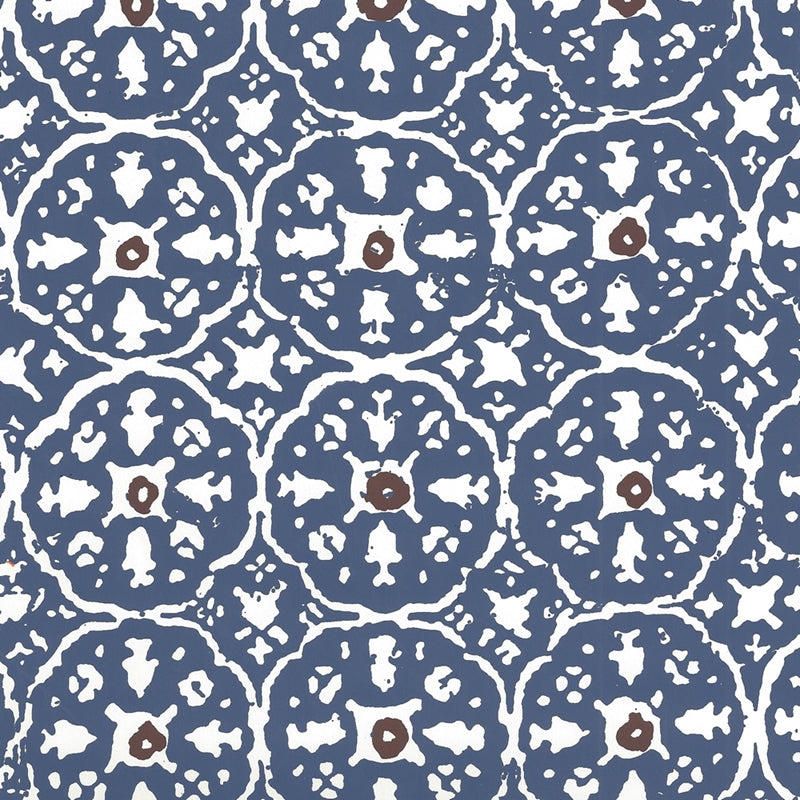 Save 149-57WP Nitik Ii Navy Brown on Almost White by Quadrille Wallpaper