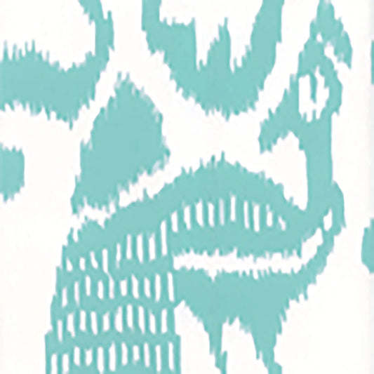 Looking 2435-51WP Bali Ii Aqua on Almost White by Quadrille Wallpaper