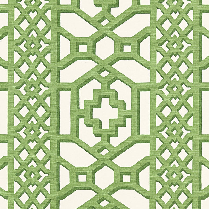 Purchase sample of 175741 Zanzibar Trellis Matte, Jade by Schumacher Fabric