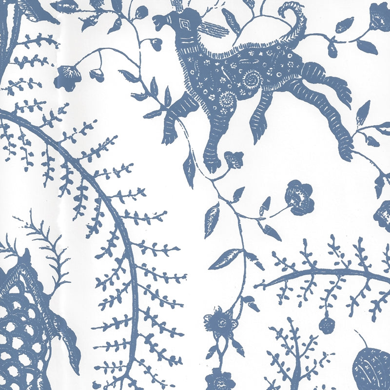 Sample 608-210 Cirebon, French Blue on White by Quadrille Wallpaper
