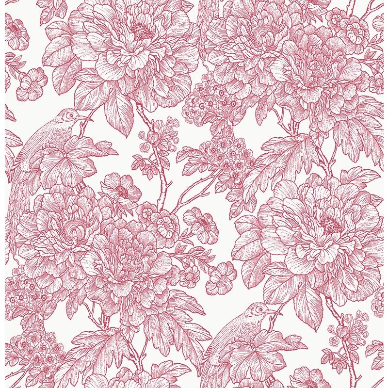 Sample 2901-25410 Perennial,  Birds of Paraside Breeze Red Floral Wallpaper by A Street Prints