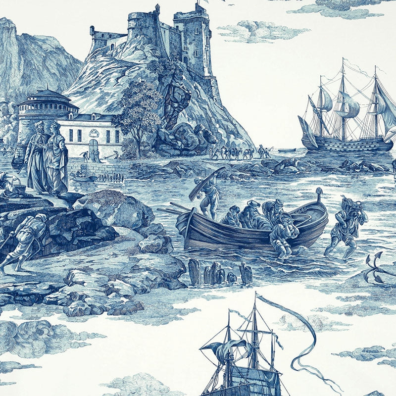 Purchase sample of 176161 Marine Toile, Indigo by Schumacher Fabric