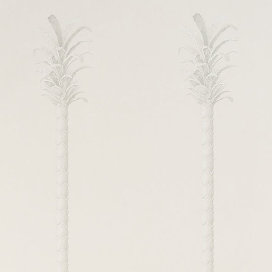 View 5013881 Villa Palm Panel White/Ivory Schumacher Wallcovering Wallpaper