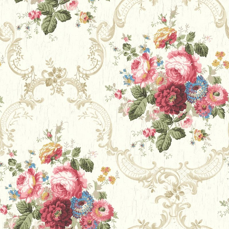 Sample FS50001 Spring Garden Floral Bouquet Wallquest