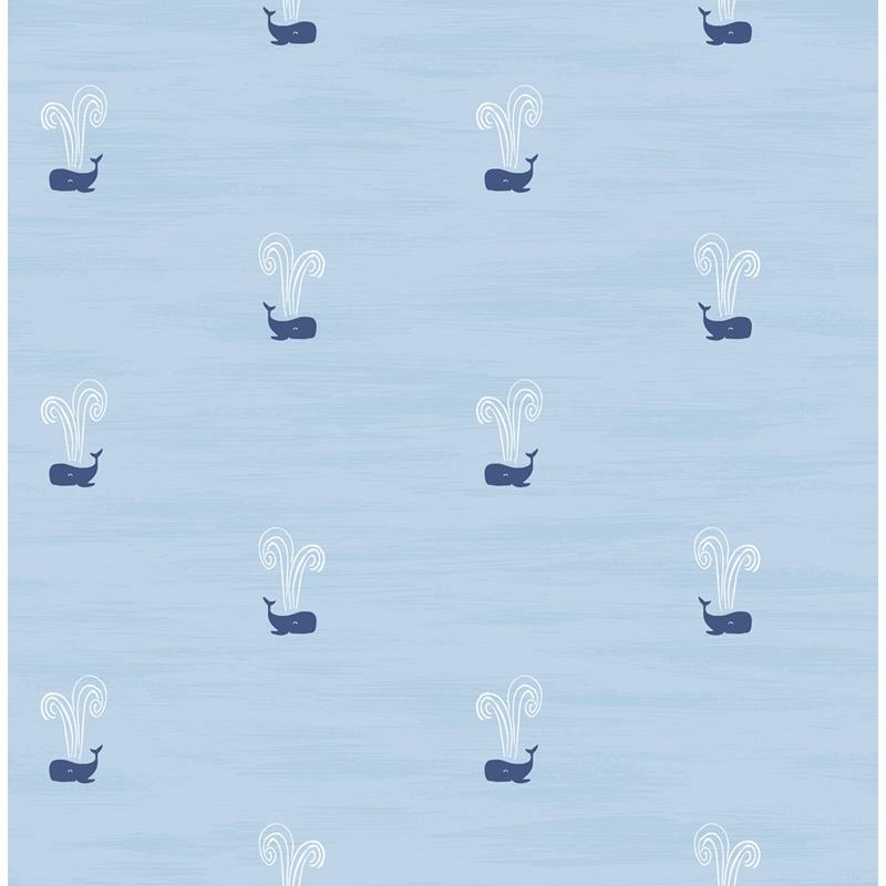 Sample DA60302 Day Dreamers, Tiny Whales Sky Blue and Navy Seabrook Wallpaper