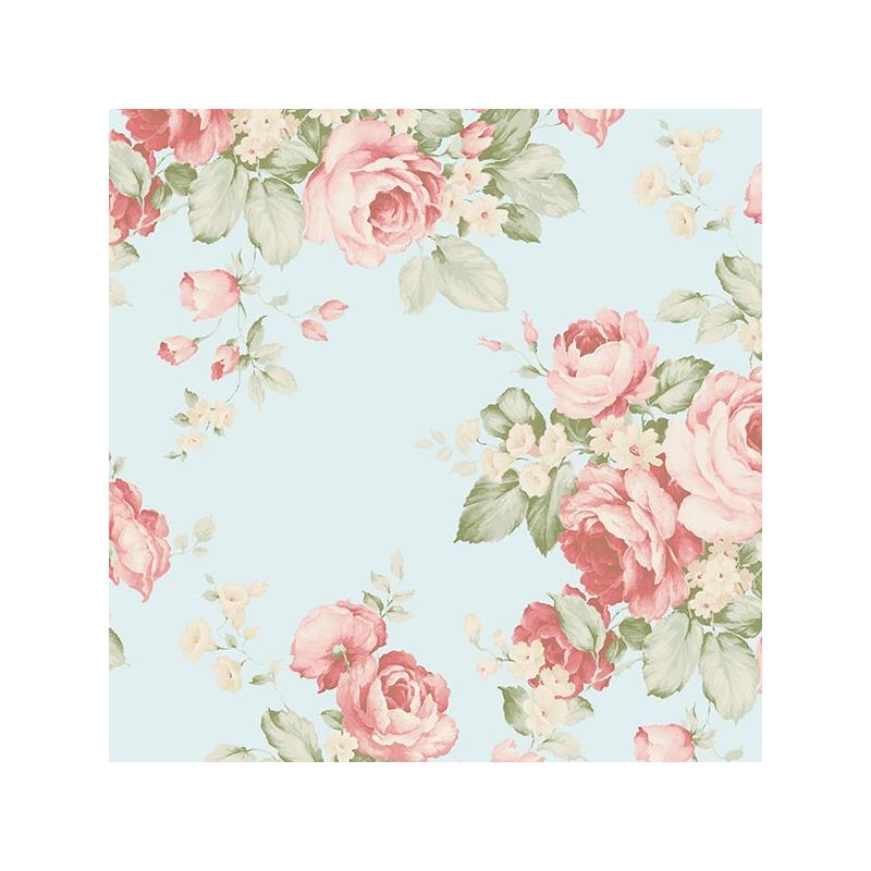Sample AB27615 Flourish Abby Rose 4, Blue Grand Floral Wallpaper by Norwall