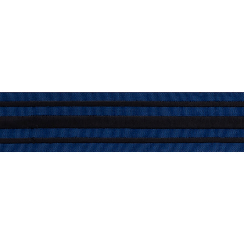 70780 | Military Stripe  Tape, Black On Navy - Schumacher Fabric