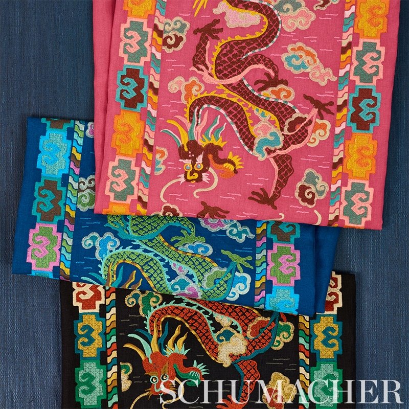 Search 78091 Lotan Dragon Embroidery Blue Schumacher Fabric