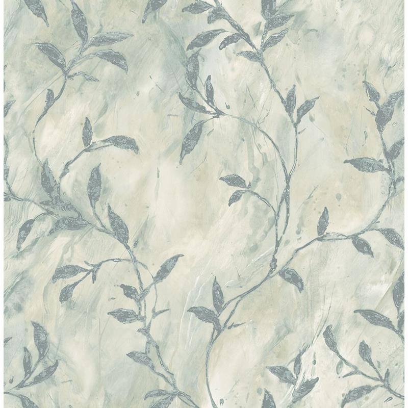 Find MW31204 Metalworks Blue Leaves by Seabrook Wallpaper