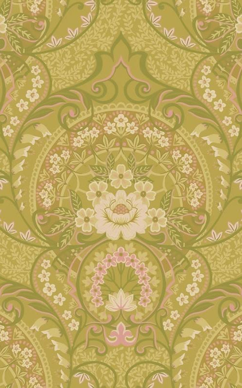 316012 Posy Nasrin Chartreuse Damask Wallpaper by Eijffinger,316012 Posy Nasrin Chartreuse Damask Wallpaper by Eijffinger2