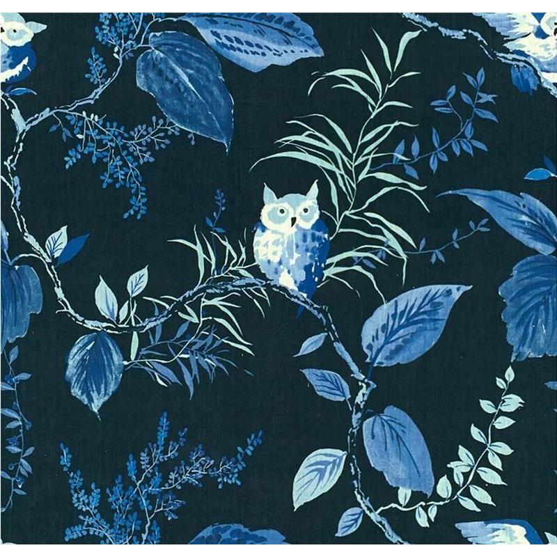 Sample OWLISH.50.0 Owlish Navy Blue Multipurpose Animal Insects Fabric by Kravet Design