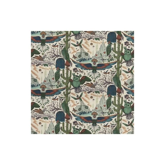 View F1489/03 Frontier Linen Green Animal/Insect by Clarke And Clarke Fabric