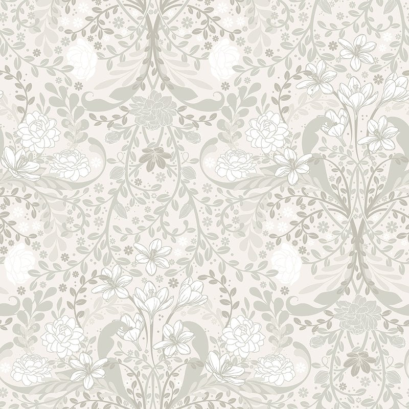 Order 2999-24107 Annelie Froso Light Grey Garden Damask Lt Grey A-Street Prints Wallpaper