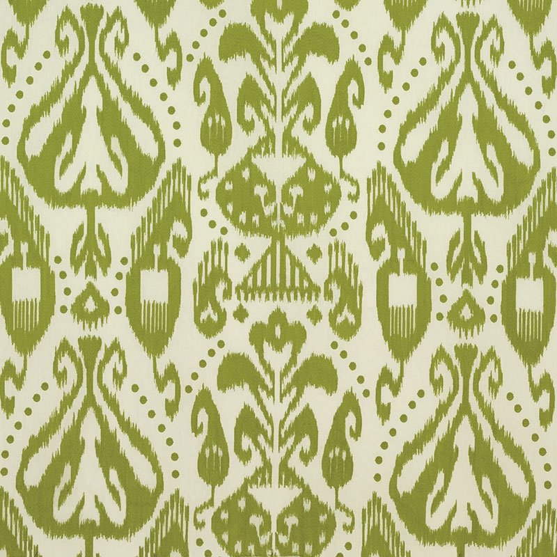 Purchase sample of 69483 Kiva Embroidered Ikat, Grass by Schumacher Fabric