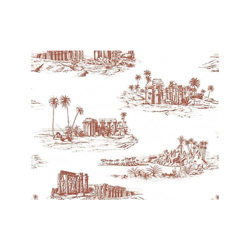 Sample SC 000316635 Cairo Toile, Red Clay by Scalamandre   Fabric