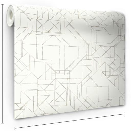 Find Psw1051Rl Line Art Geometrics Grey Peel And Stick Wallpaper