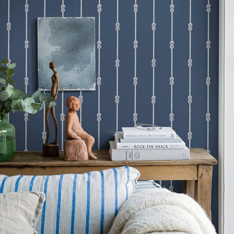 Save 8858 knot stripe navy borastapeter wallpaper