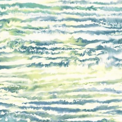 Looking LW50504 Living with Art Watercolor Waves Deep Sea and Spring Green by Seabrook Wallpaper