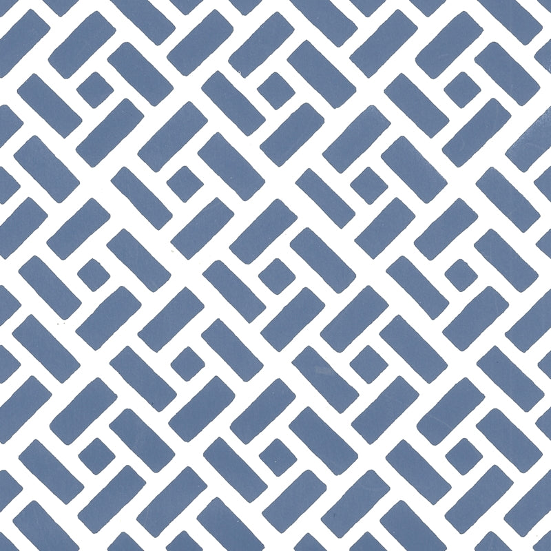Sample 6990WP-19PV Edo, Navy on White Vinyl by Quadrille Wallpaper