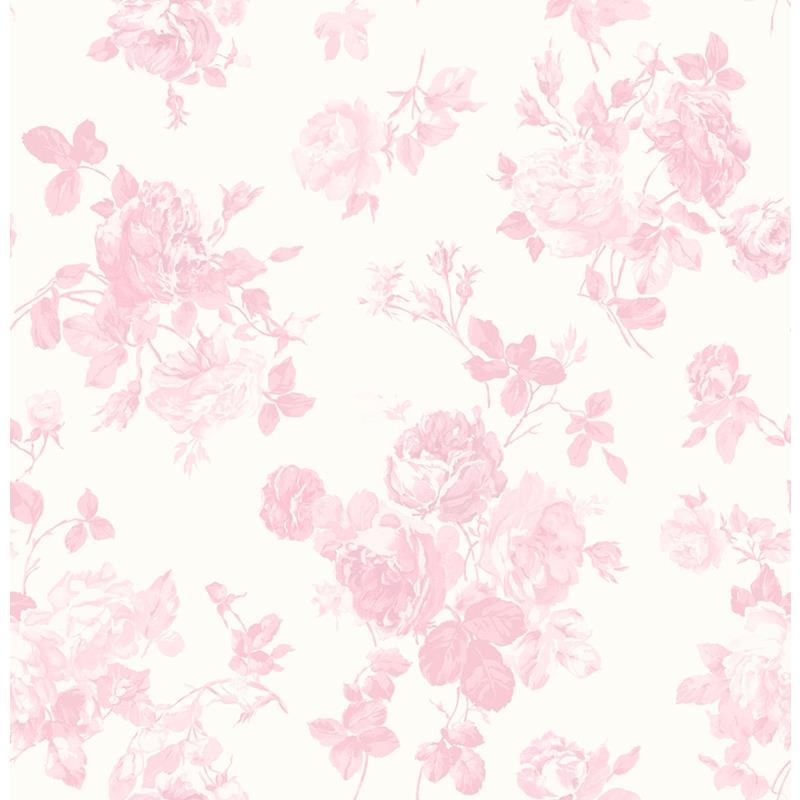 Sample AST4101 LoveShackFancy, Everblooming Rosettes Pink Jam Cabbage Rose Bouquets by A-Street Prints Wall