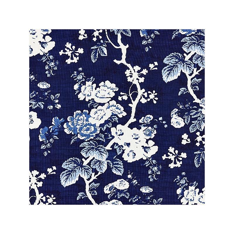 Sample 16602-004 Ascot Linen Print, Indigo - Scalamandre Fabric (SC 000416602)