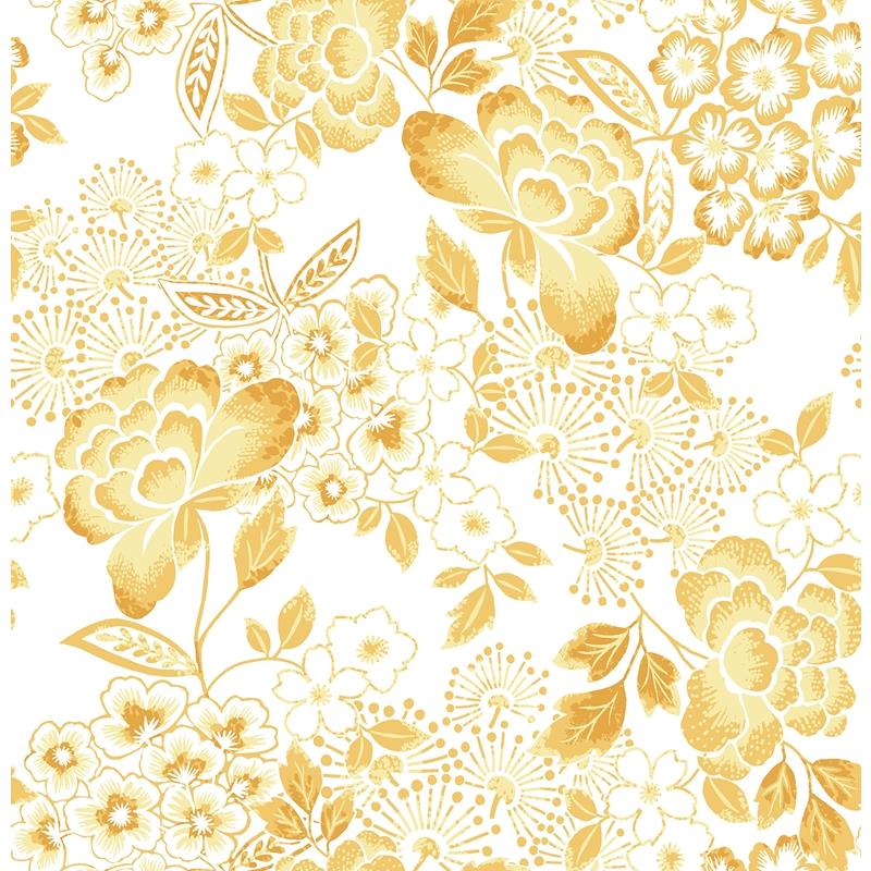 Sample 4081-26302 Happy, Irina Yellow Floral Blooms by A-Street Prints Wallpaper