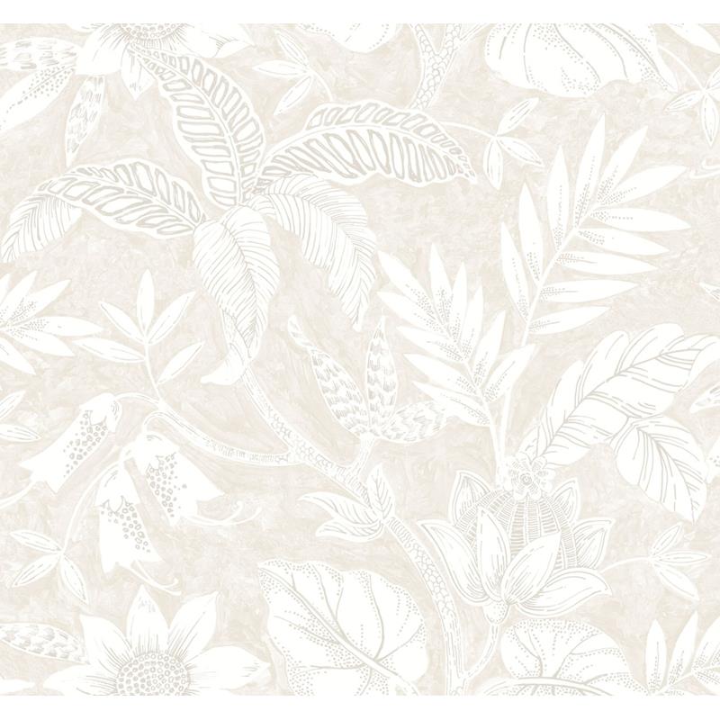Sample RY30210 Boho Rhapsody, Rainforest Leaves Sand Dune and Brushed Taupe Seabrook Wallpaper