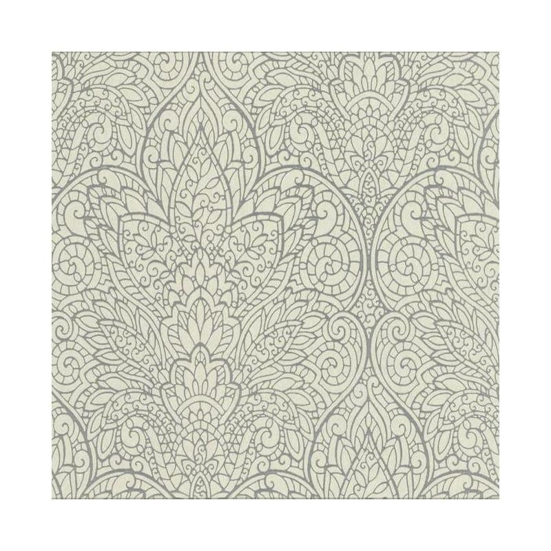 Sample - CD4011 Decadence, Paradise color Metallic Gray, Damask by Candice Olson Wallpaper