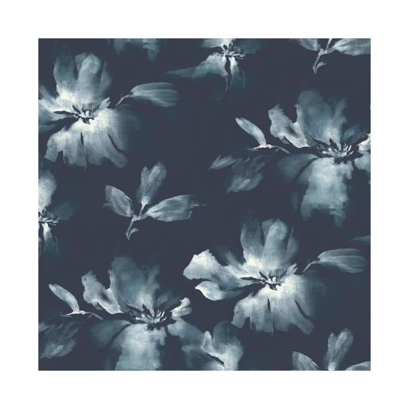 Sample - SO2470 Tranquil, Midnight Blooms color Navy blue, Floral by Candice Olson Wallpaper