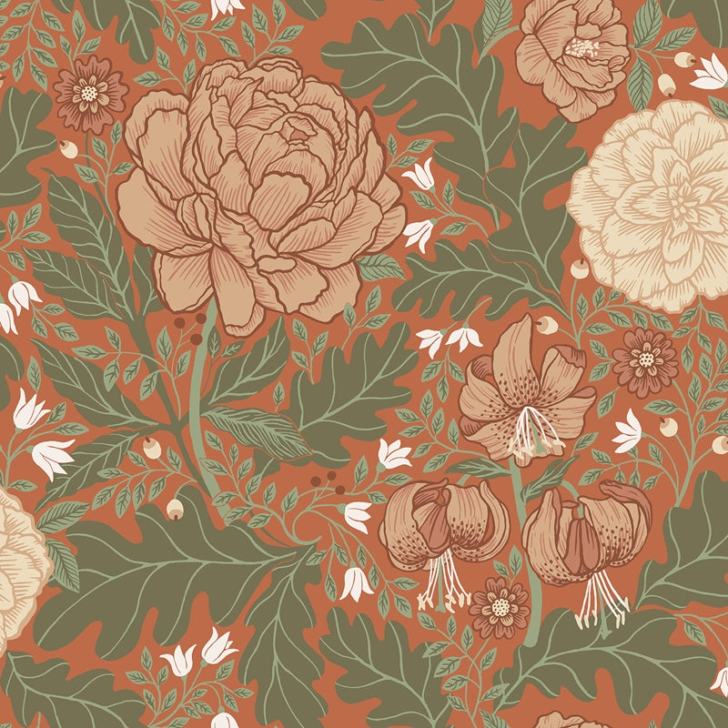 Sample 2999-14004 Annelie, Camille Red Peony and Lily by A-Street Prints Wallpaper