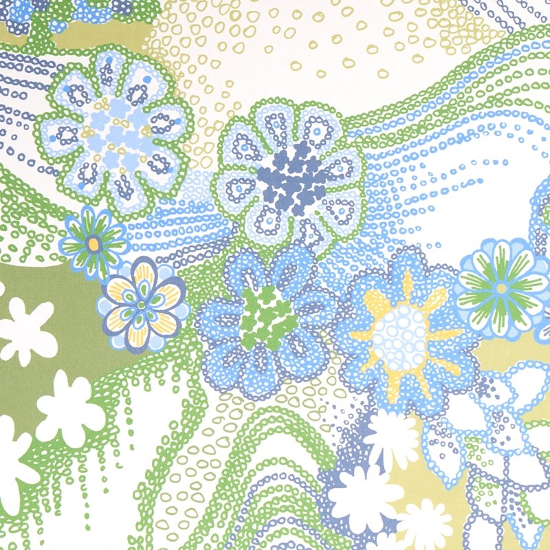 Purchase 5013552 Daisy Chain Green And Blue Schumacher Wallcovering Wallpaper