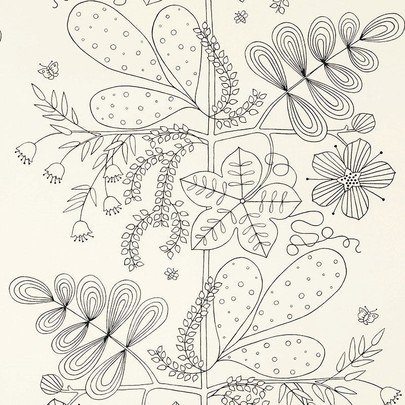 Purchase sample of 176204 Blommen Print, Black by Schumacher Fabric