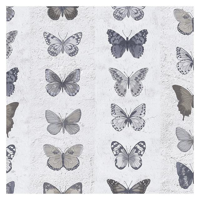 Order G67991 Organic Textures Blue Jewel Butterflies Stripe Wallpaper by Norwall Wallpaper
