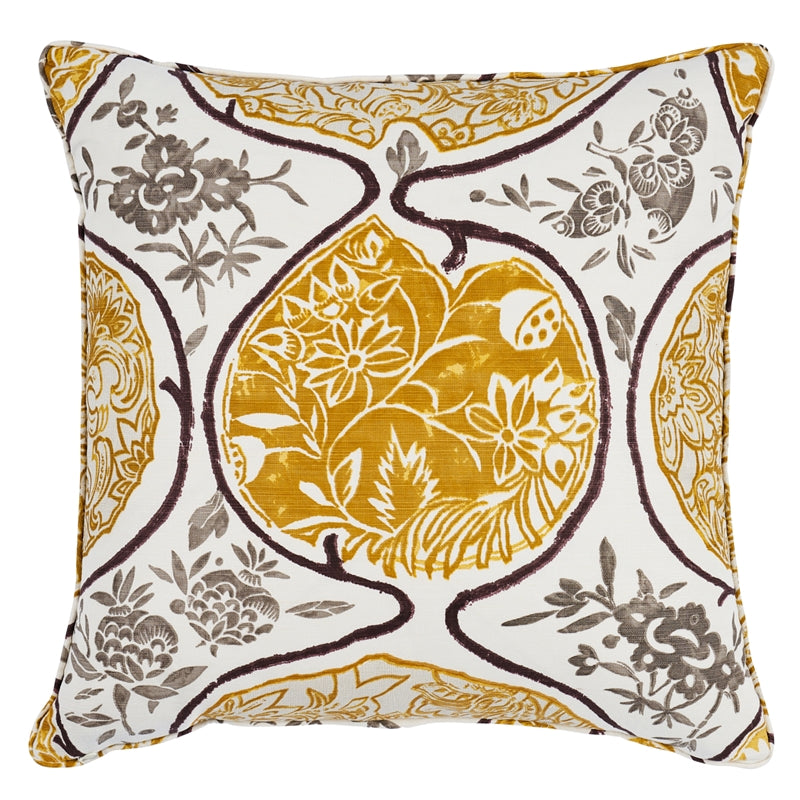 So262093406 | Katsugi 22" Pillow, Gold and Mushroom - Schumacher Furniture and Accessories