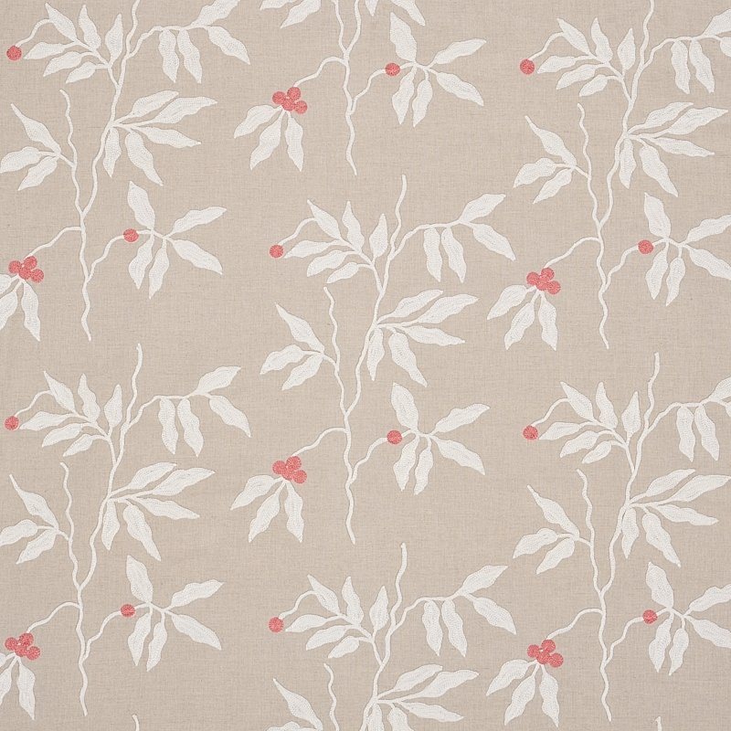 Purchase sample of 80431 Lilla Embroidery, Ivory On Neutral by Schumacher Fabric