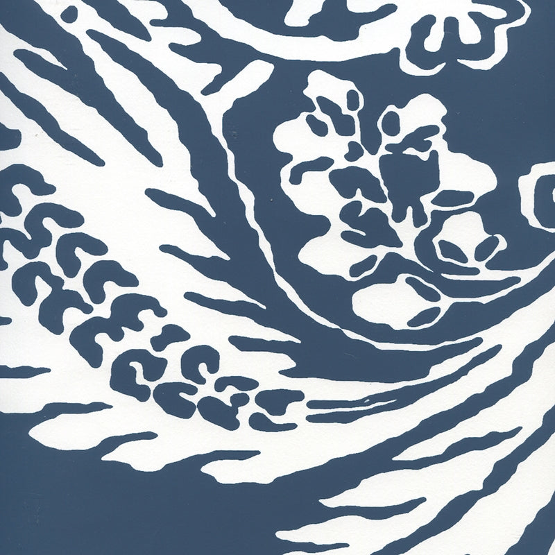 Sample CP1040W-07 Antoinette, Navy On White by Quadrille Wallpaper